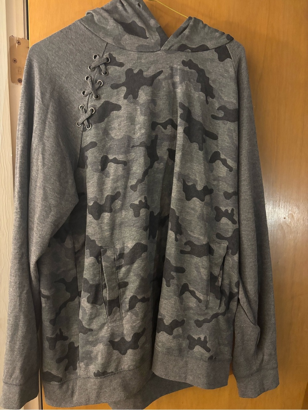 Warehouse Gray Hooded Pullover with Subtle Camo